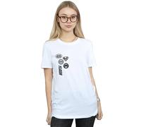 DC Comics Women's Justice League Icons Cluster Cotton Boyfriend T-Shirt in White | Size: Medium DC Comics White M