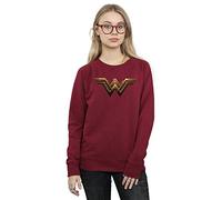 DC Comics Women's Justice League Movie Wonder Woman Emblem Sweatshirt Small Burgundy