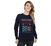 DC Comics Women's Justice League Movie Wonder Woman Flag Sweatshirt in Navy | Size: 2XL DC Comics Navy 2XL