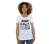 DC Comics Women's Justice League Stripes Cotton T-Shirt in White | Size: Medium DC Comics White M