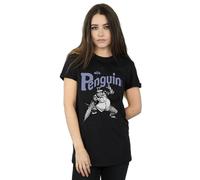DC Comics Women's Penguin Mono Action Pose Cotton Boyfriend T-Shirt in Black | Size: Large DC Comics Black L