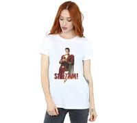 DC Comics Women's Shazam Bubble Gum Cotton Boyfriend T-Shirt in White | Size: Medium DC Comics White M
