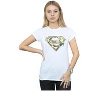 DC Comics Women's Supergirl Floral Shield Cotton T-Shirt in White | Size: Medium DC Comics White M