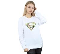 DC Comics Women's Supergirl Floral Shield Sweatshirt in White | Size: Medium DC Comics White M