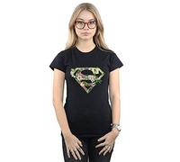 DC Comics Women's Supergirl Floral Shield T-Shirt Black XX-Large