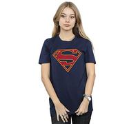 DC Comics Women's Supergirl Logo Boyfriend Fit T-Shirt Navy Blue Medium