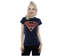 DC Comics Women's Supergirl Logo Cotton T-Shirt in Mid Navy | Size: Large DC Comics Mid Navy L