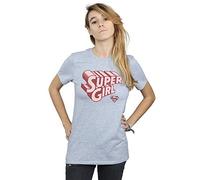 DC Comics Women's Supergirl Retro Logo Boyfriend Fit T-Shirt Sport Grey Large