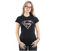 DC Comics Women's Superman Floral Logo 2 Cotton T-Shirt in Black | Size: XL DC Comics Black XL