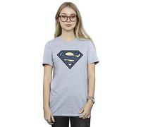 DC Comics Women's Superman Indigo Blue Logo Boyfriend Fit T-Shirt Sport Grey Small