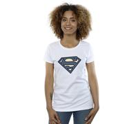 DC Comics Women's Superman Indigo Blue Logo Cotton T-Shirt in White | Size: Medium DC Comics White M