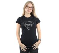 DC Comics Women's Superman Marble Logo Cotton T-Shirt in Black | Size: 2XL DC Comics Black 2XL