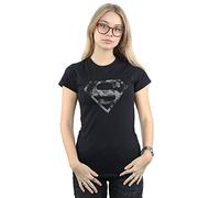 DC Comics Women's Superman Marble Logo Cotton T-Shirt in Black | Size: Large DC Comics Black L