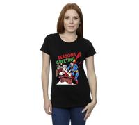 DC Comics Women's Superman Santa Comic Cotton T-Shirt in Black | Size: 2XL DC Comics Black 2XL