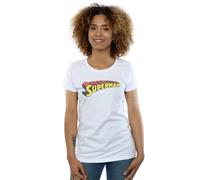 DC Comics Women's Superman Telescopic Crackle Logo Cotton T-Shirt in White | Size: XL DC Comics White XL