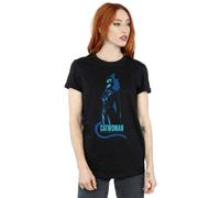DC Comics Women's The Batman Catwoman Silhouette Cotton Boyfriend T-Shirt in Black | Size: Small DC Comics Black S