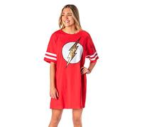 DC Comics Womens' The Flash Classic Symbol Nightgown Pajama Shirt Dress, Red, XX-Large