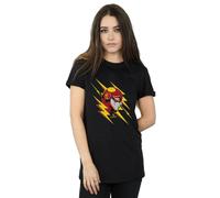 DC Comics Women's The Flash Lightning Portrait Cotton Boyfriend T-Shirt in Black | Size: Medium DC Comics Black M
