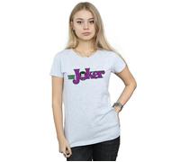DC Comics Women's The Joker Text Logo Cotton T-Shirt in Grey | Size: Medium DC Comics Grey M