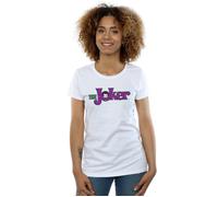 DC Comics Women's The Joker Text Logo Cotton T-Shirt in White | Size: Medium DC Comics White M