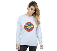 DC Comics Women's Wonder Woman Circle Logo Sweatshirt Heather Grey Small