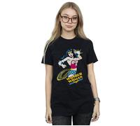 DC Comics Women's Wonder Woman Lasso Cotton Boyfriend T-Shirt in Black | Size: Small DC Comics Black S