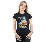 DC Comics Women's Wonder Woman Posing Cotton T-Shirt in Black | Size: Small DC Comics Black S