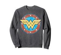 DC Comics Wonder Woman 70s TV Goddess Faded Cracked Shield Sweatshirt