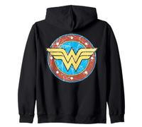 DC Comics Wonder Woman 70s TV Goddess Faded Cracked Shield Zip Hoodie
