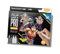 DC Comics Wonder Woman Art Colouring Set - Fan-Art Like a Pro Kit by Spectrum Noir -24 Pieces Including Premium Colouring Book, Art Markers & Liner Pens
