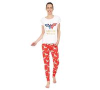 DC Comics Wonder Woman Long Ladies Cotton Pyjamas White Red