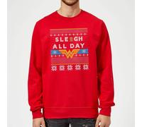 Dc Comics Wonder Woman 'sleigh All Day Christmas Jumper - Red Red L