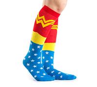 DC Comics Wonder Woman Uniform Knee High Socks,Multi Colored, Fits Shoe Size 4-10/Foot Size 9-11