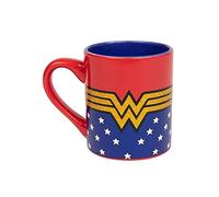 DC Comics WW9032G Wonder Woman Logo Wrap Around with Stars Glitter Ceramic Mug, 14-Ounces, Blue and Red