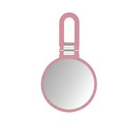 DC Danielle Round Soft Touch Handheld Mirror Blush Pink & Silver 1x 5X Magnification Compact Makeup Mirror Portable Beauty Vanity Mirror