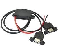 DC-DC Step Down Type-C USB 12V 24V to 5V 3A 15W Car Power Converter Power Supply Output Adapter Voltage with Reverse Protection(Dual USB with ear)