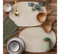 dc fix Almond Eco-line Wipe Clean oval Weave Placemats Set of 4