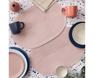 dc fix Blush Eco-line Wipe Clean oval Weave Placemats Set of 4