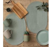 dc fix Sage Green Eco-line Wipe Clean oval Weave Placemats Set of 4