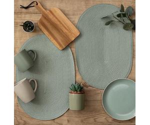 dc fix Sage Green Eco-line Wipe Clean oval Weave Placemats Set of 4