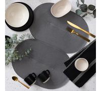 dc fix Steel Grey Eco-line Wipe Clean oval Weave Placemats Set of 4