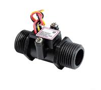DC Hall Effect G1/2 Thread Liquid Turbine Water Flow Sensor Switch with Pulse Output, Inline Flow Meter for Accurate Water Line Monitoring in Heaters, (black)