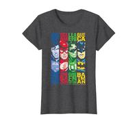 DC Justice League Stripped T-Shirt, Women, Dark Heather Grey, XX-Large
