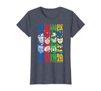 DC Justice League Stripped T-Shirt, Women, Heather Blue, XX-Large