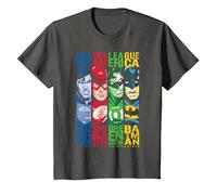 DC Justice League Stripped T-Shirt, Youth, Asphalt Grey, Medium