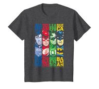 DC Justice League Stripped T-Shirt, Youth, Dark Heather Grey, 3T