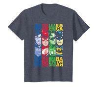 DC Justice League Stripped T-Shirt, Youth, Heather Blue, X-Small
