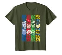 DC Justice League Stripped T-Shirt, Youth, Olive Green, 3T