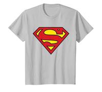 DC Kids Superman Logo Classic T-Shirt, Youth, Silver Grey, Large