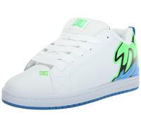 DC Men's Court Graffik Casual Skate Shoe, White/Lime/Turquoise, 9.5 UK